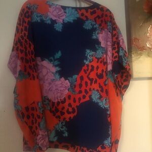 Floral and Leopard Print Women's poncho